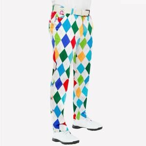 Royal & Awesome King of Diamond Argyle Golf Pants Primary Colors Size 36/32